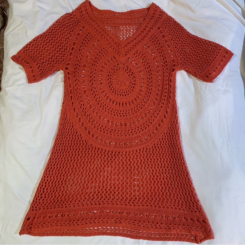 Crochet Dress Boho Western Cottage Terracotta Hippie Chic Summer Soft Cozy